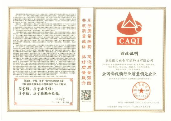 全国音视频行业质量领先企业
